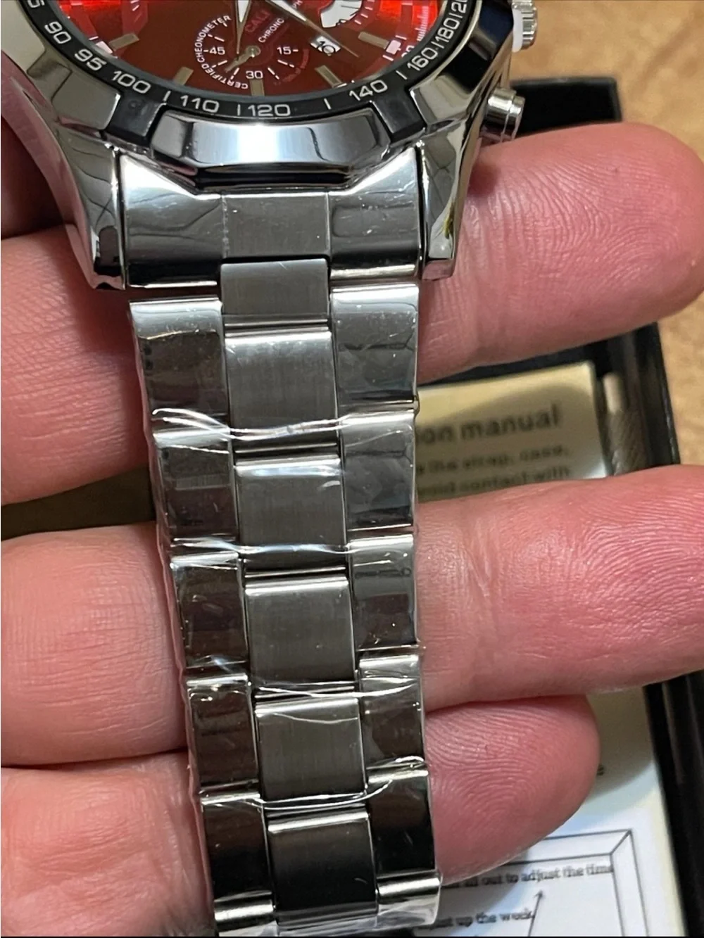 ORUSS Men's watch, authentic new model, large dial, calendar function, Red dial